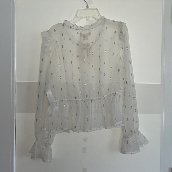 NWT B.O.G. Collective Shear White Long Sleeve Blouse Size Medium - Picture 5 of 5